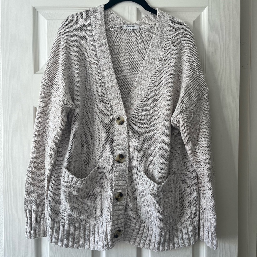 Women's Cream/Gray Cardigan Sweater